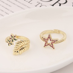 fashion copper flower five-pointed star opening ring wholesale