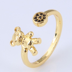 Korean fashion bear open copper ring