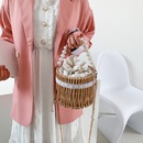 fashion pearl chain portable woven bucket bagpicture9