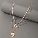 Korean new cute romantic pearl love pendant hollow letter doublelayer necklacepicture9