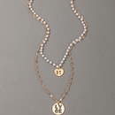 Korean new cute romantic pearl love pendant hollow letter doublelayer necklacepicture10