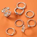fashion diamond creative twist love flower alloy ring 8piece setpicture11