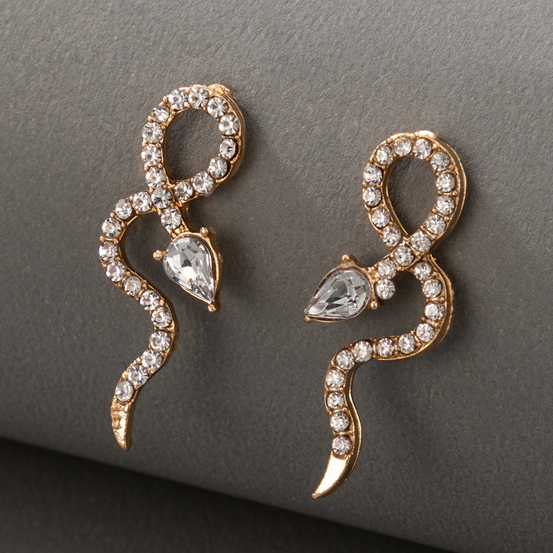 new baroque geometric exaggerated snakeshaped diamond earrings