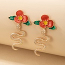 New Fashion Snake Shaped Oil Drop Flowers Alloy Stud Earringspicture6