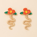New Fashion Snake Shaped Oil Drop Flowers Alloy Stud Earringspicture7