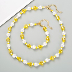 fashion Bohemia style imitation pearl crystal short necklace set