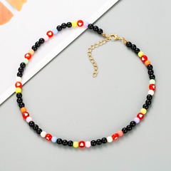 retro boho style colored heart-shaped beads handmade beaded necklace