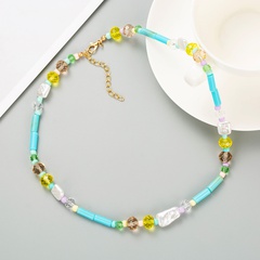 bohemian creative geometric pearl color rice beads necklace