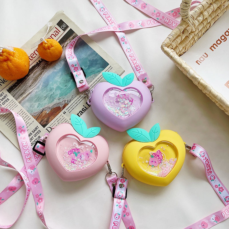 cute candy color silicone childrens change storage peach bag