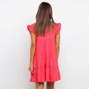 fashion ruffled solid color round neck loose shortsleeved dresspicture10