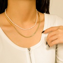 Fashion Doublelayer Pearl Chain 14K Gold Stainless Steel Necklacepicture13
