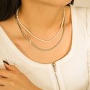 Fashion Doublelayer Pearl Chain 14K Gold Stainless Steel Necklacepicture14