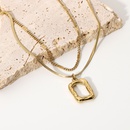 retro hollow square pendant 14K gold stainless steel necklacepicture12