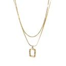 retro hollow square pendant 14K gold stainless steel necklacepicture15