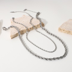 color double-layer twist chain stainless steel necklace