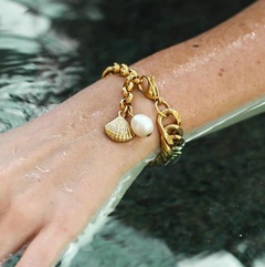Fashion Freshwater Pearl 18K Gold Plated Stainless Steel Bracelet
