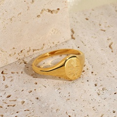 anillo de acero inoxidable con flor de sol de moda