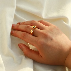retro polished gold-plated stainless steel ring