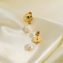 minimalist goldplated stainless steel pearl earringspicture10