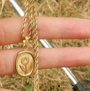Fashion Oval Coin Rose Pendant 18K Gold Plated Stainless Steel Necklacepicture12