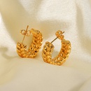 retro goldplated stainless steel double wheat Cshaped earringspicture11
