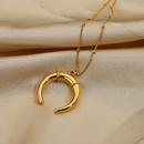 retro gold horn moon pendant stainless steel necklacepicture20