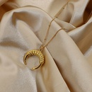 retro gold horn moon pendant stainless steel necklacepicture19