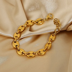 punk pig nose chain gold-plated titanium steel bracelet