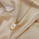 elegant zircon rectangular pendant 18K goldplated stainless steel necklacepicture11