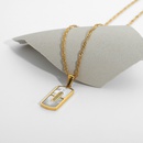elegant zircon rectangular pendant 18K goldplated stainless steel necklacepicture12