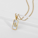 elegant zircon rectangular pendant 18K goldplated stainless steel necklacepicture13