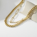 Cuban simple cross doublelayer 14K golden titanium steel necklacepicture16