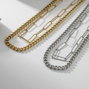 Cuban simple cross doublelayer 14K golden titanium steel necklacepicture20