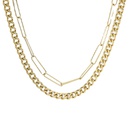 Cuban simple cross doublelayer 14K golden titanium steel necklacepicture17