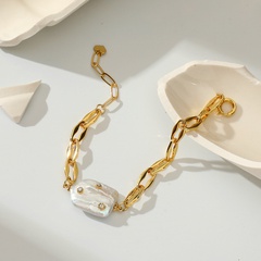 Baroque Pearl Zircon Inlaid Pearl Pendant Copper Bracelet