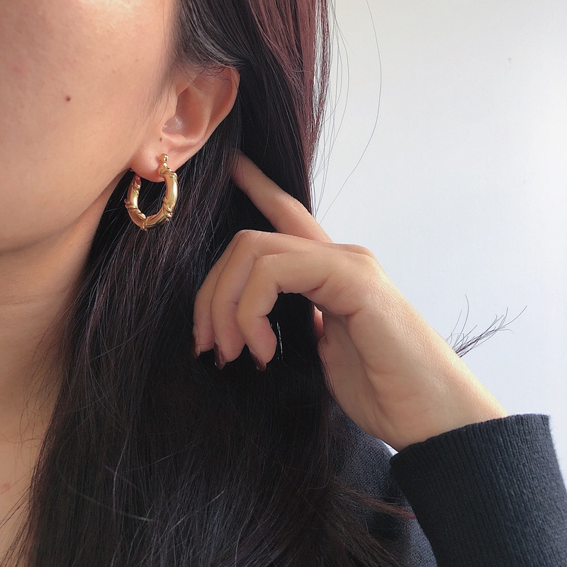 fashion double twist goldplated stainless steel earrings