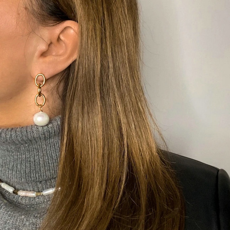 fashion round shell beads pendant earrings