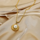 vacuum twisted croissant pearl pendant stainless steel necklacepicture16
