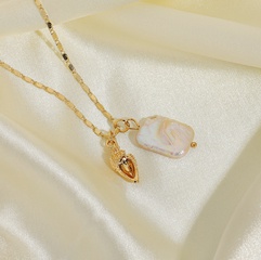 baroque natural freshwater pearl conch pendant necklace
