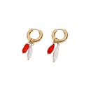 Korean style handwoven natural coral stone freshwater pearl pendant earringspicture13