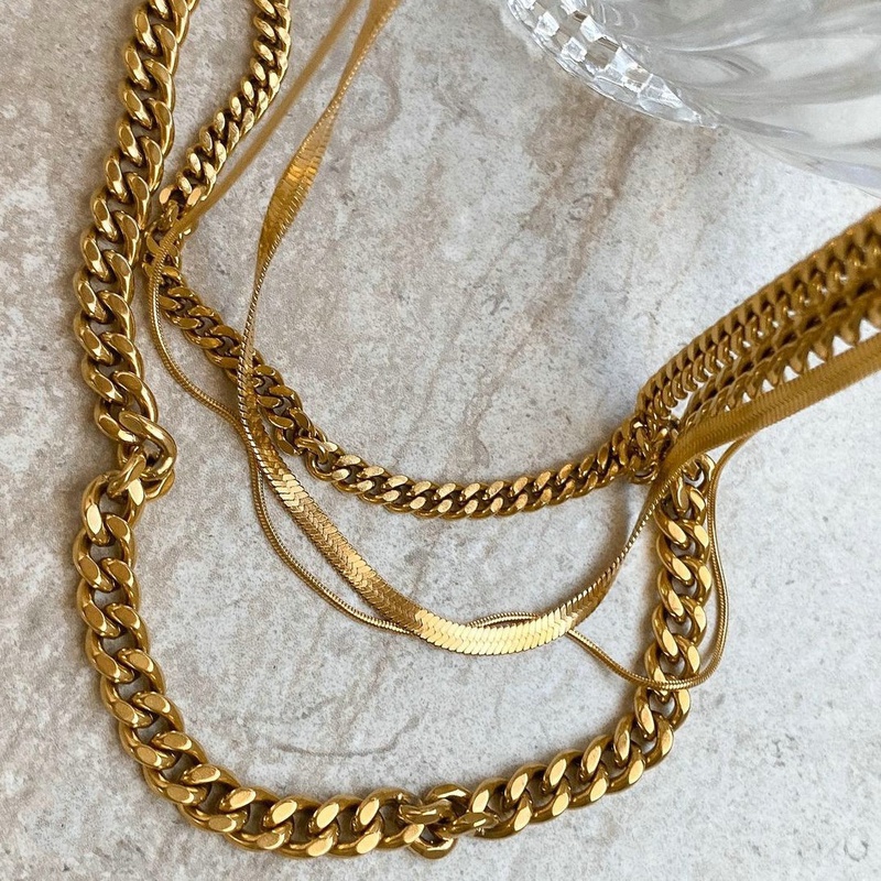 Cuban vacuum 18K gold plated stainless steel necklace