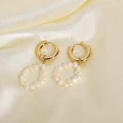 Korean style natural freshwater pearl copper plating earrings