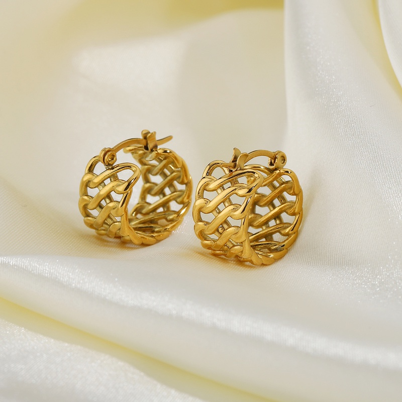 fashion goldplated stainless steel doublelayer twist earrings