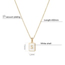 Trendy Letter Rectangular Shell 18K Gold Stainless Steel Necklacepicture13