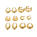 simple goldplated stainless steel hollow square oval earringspicture16