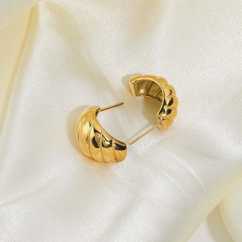 fashion goldplated stainless steel horn bag earrings