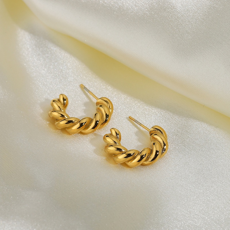 fashion goldplated stainless steel  twist spiral hoop earrings