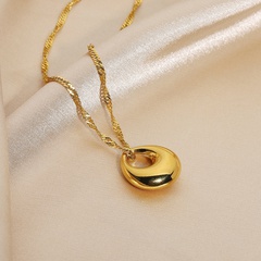 simple gold drop pendant 18K stainless steel necklace