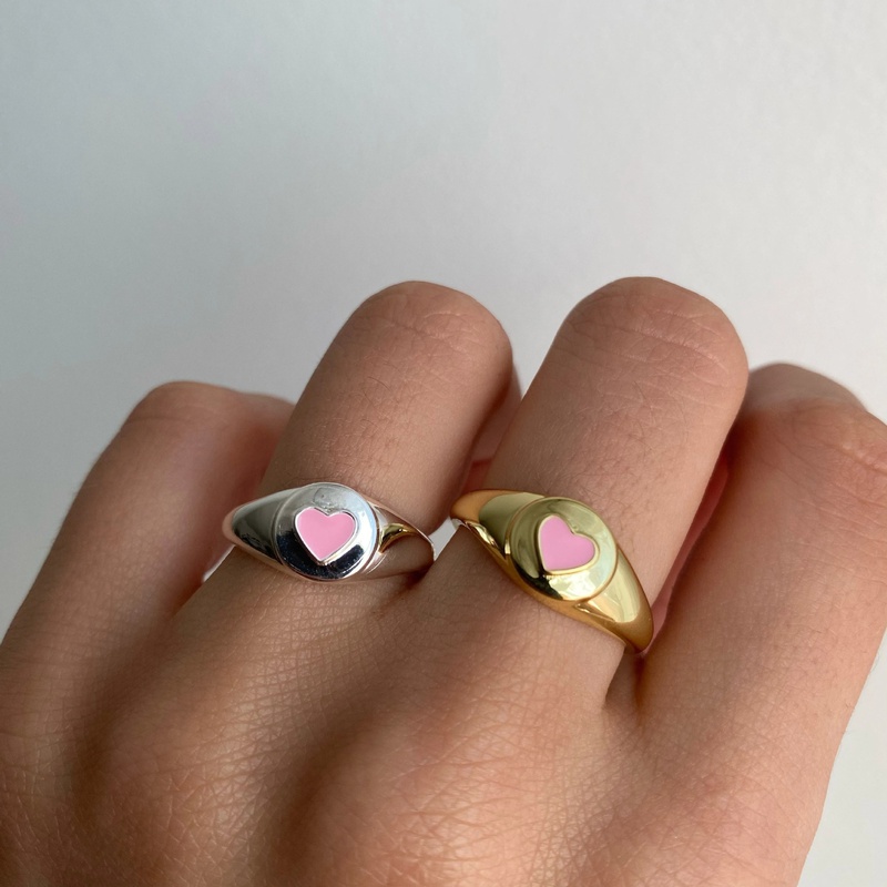 fashion heartshaped pink ring alloy drip ring