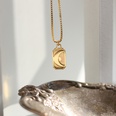 simple radiation square sun moon pendant goldplated titanium steel necklacepicture17